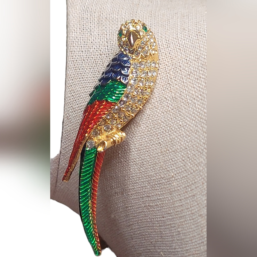 Vintage Rhinestone Bird Brooch